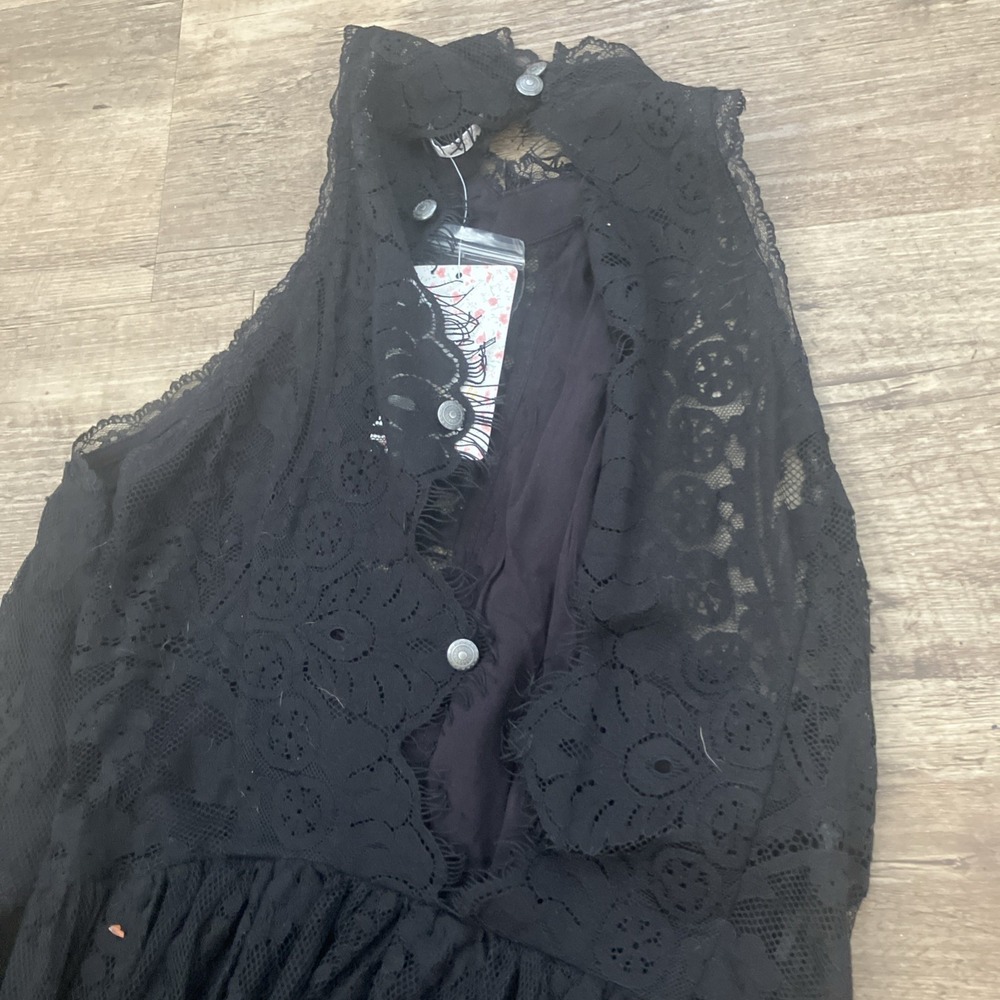 Free People NEW NWT Dress Womens S Black Lace Halter Mini High Neck Cocktail - Picture 6 of 9